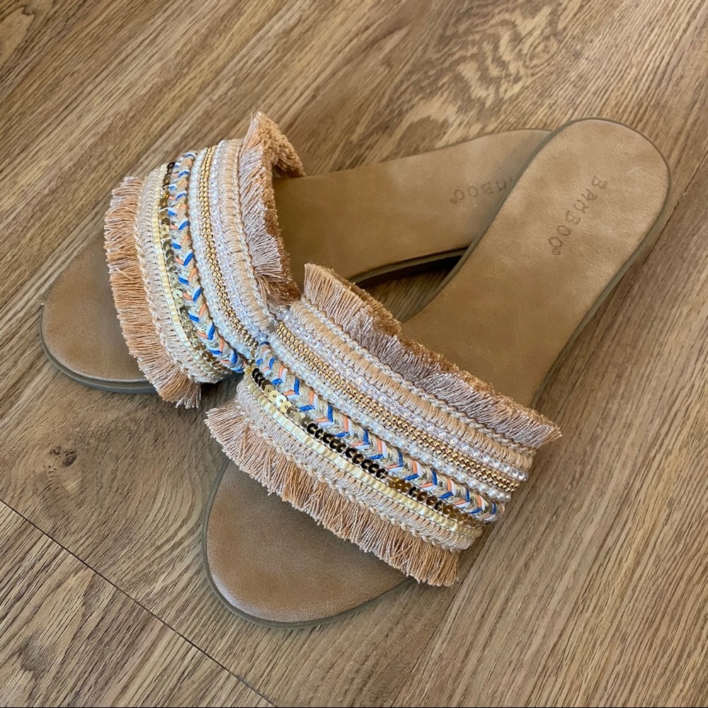 Fringe Slide Sandals